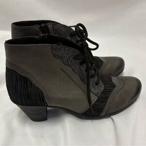 Remonte Cheyenne Leather Heeled Ankle Booties Lace Up Grey Whimsigoth Festival